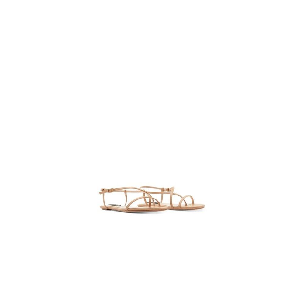 AQUA Womens Beige Toe-Loop Strappy Lory Square Toe Leather Slingback Sandal 5.5 - Picture 3 of 4